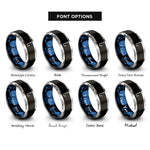 font options for inside engraving on black & blue & silver fishing hook rings