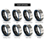 font options for inside engraving on black & blue & grey fishing hook rings