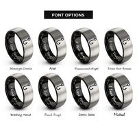 font options for inside engraving on black & silver fishing hook rings