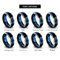 font options for inside engraving on blue & grey fishing hook rings