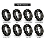 font options for inside engraving on black & silver fishing lure spoon rings