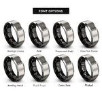 font options for inside engraving on black & silver fishing lure spoon rings
