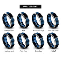 font options for inside engraving on blue & silver fishing rods rings