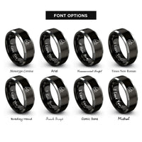 font options for inside engraving on black & silver fishing spot rings