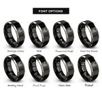 font options for inside engraving on black & silver fjord contours rings