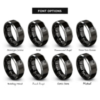 font options for inside engraving on black & silver fjord contours rings