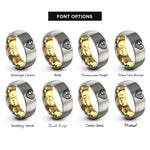 font options for inside engraving on gold & silver flag heart rings