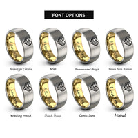 font options for inside engraving on gold & silver flag heart rings