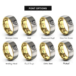 font options for inside engraving on gold & grey flag heart rings