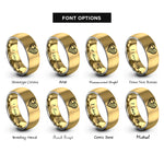 font options for inside engraving on gold & grey flag heart rings