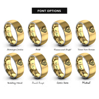 font options for inside engraving on gold & grey flag heart rings