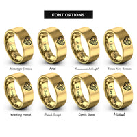 font options for inside engraving on gold flag heart rings