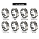 font options for inside engraving on grey flag heart rings