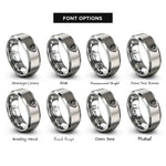font options for inside engraving on grey flag heart rings