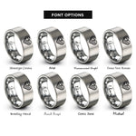 font options for inside engraving on gray flag heart rings