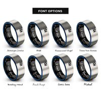 font options for inside engraving on black & blue & silver flag pole rings
