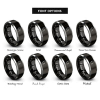 font options for inside engraving on black & grey flag toss rings