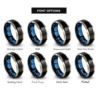font options for inside engraving on black & blue & grey flag zulu rings