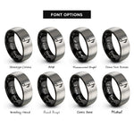 font options for inside engraving on black & silver flam quarter note rings