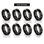 font options for inside engraving on black & silver flam quarter note rings