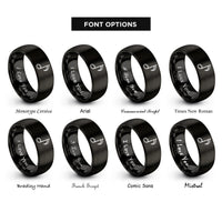 font options for inside engraving on black flam quarter note rings