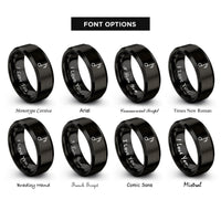 font options for inside engraving on black flam quarter note rings