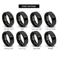 font options for inside engraving on black flam quarter note rings