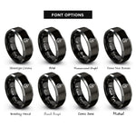 font options for inside engraving on black & grey flame rings