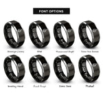 font options for inside engraving on black & silver flame rings