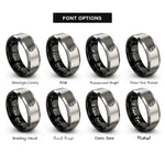 font options for inside engraving on black & gray flame rings