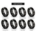 font options for inside engraving on black & grey flame cross rings