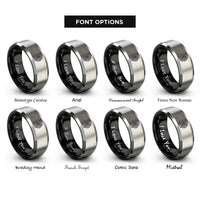 font options for inside engraving on black & gray flame cross rings
