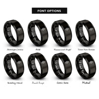 font options for inside engraving on black flame cross rings