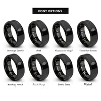 font options for inside engraving on black flame cross rings