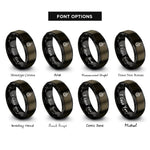 font options for inside engraving on gunmetal & black flame rings