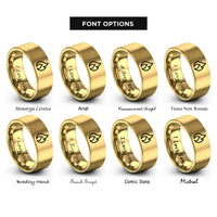 font options for inside engraving on gold flame icon rings