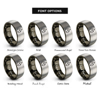 font options for inside engraving on gunmetal & grey flame icon rings