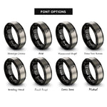 font options for inside engraving on black & silver flamenco dancer rings