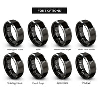 font options for inside engraving on black & gray flamenco dancer rings