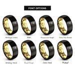 font options for inside engraving on black & gold flamenco guitar rose rings