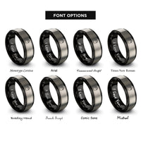 font options for inside engraving on black & grey flaming heart rings