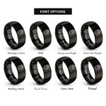 font options for inside engraving on black flaming heart rings