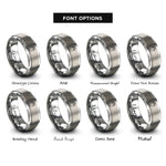 font options for inside engraving on silver flaming heart rings