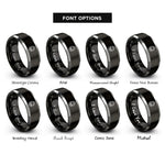 font options for inside engraving on black & silver flaming skull rings