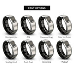 font options for inside engraving on black & silver flaming skull rings