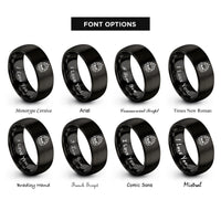 font options for inside engraving on black flaming skull rings