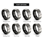 font options for inside engraving on black & silver flaming sword rings