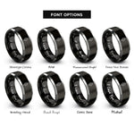 font options for inside engraving on black & silver flaming sword rings