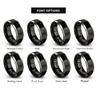 font options for inside engraving on black & silver flaming sword rings