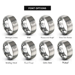 font options for inside engraving on silver flaming sword rings